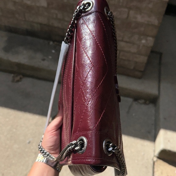 Ysl saint laurent Niki medium Crinkled leather Burgundy NO TRADE FIRM - Picture 3 of 17